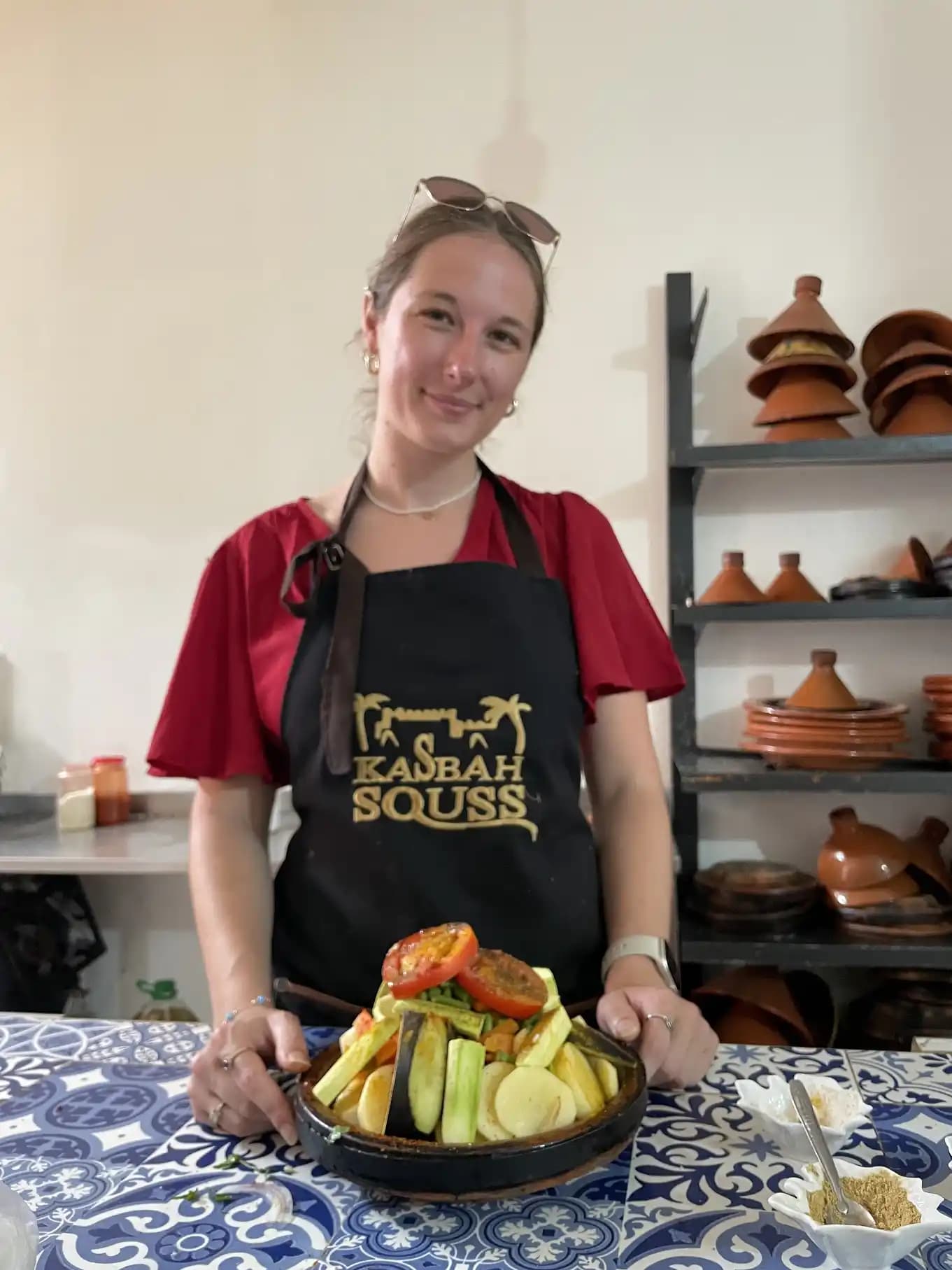 Tajine du jour préparé au cours de cuisine Agadir Kasbah