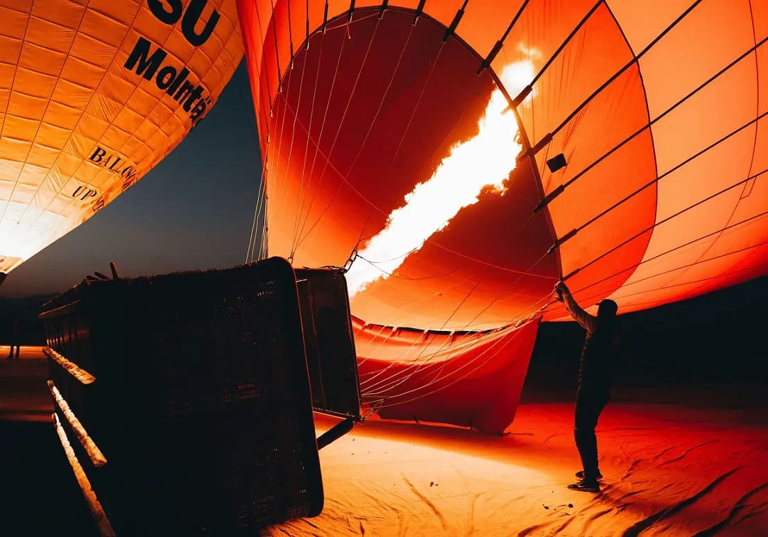 gonflage de la montgolfiere en direct Agadir Maroc