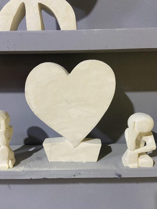 Heart sculpture in limestone Agadir workshop